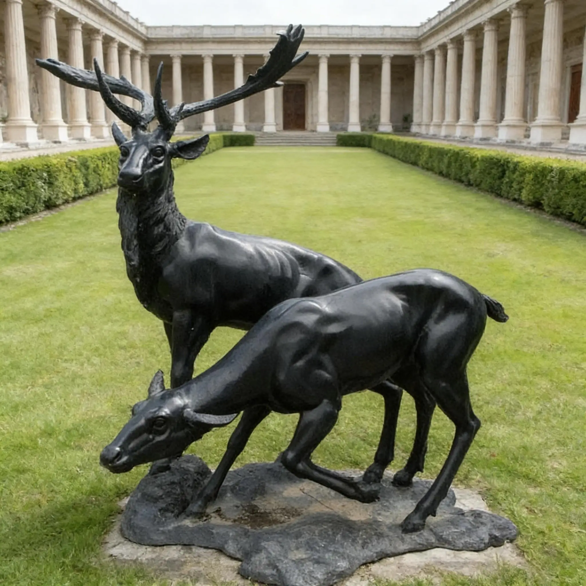 3. Artisan Crafted Custom Antique Black Copper Deer Sculpture Anti-Corrosion Plating Weather Resistant for Outdoor Landscape
