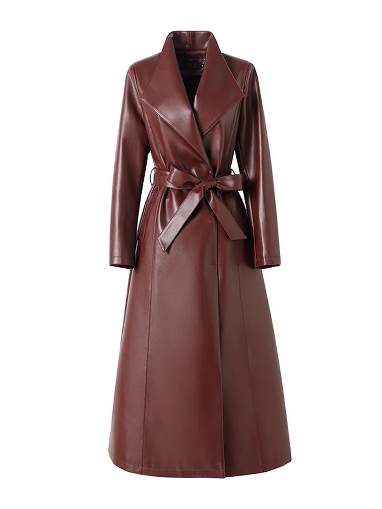 Women's Mid-Length Leather Jacket Large Size Sheepskin Real Leather Coat Korean Style Slim Fit Spring Autumn High-End Feeling