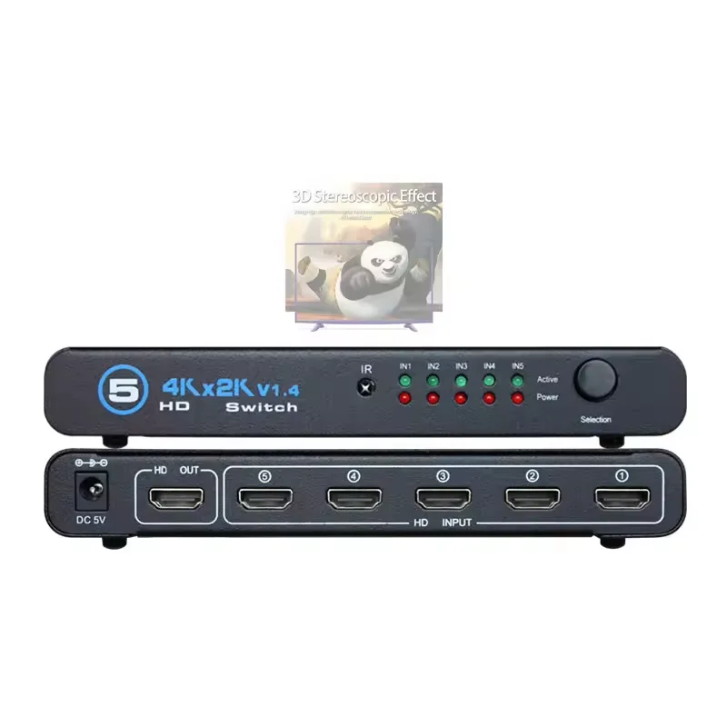 

4K * 2K 3D HD переключатель 5 в 1 выходной переключатель конвертер для DVD Mibox TV PS3 PS4 PS5 поддержка пульта дистанционного управления