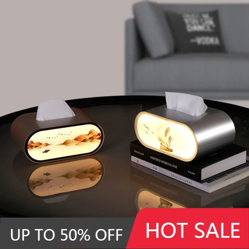 Light Painting Tissue Box Oval Tissue Boxes Aesthetic Luxury Napkin Case Elegant Multifunctional Napkin Cases Table Decoration