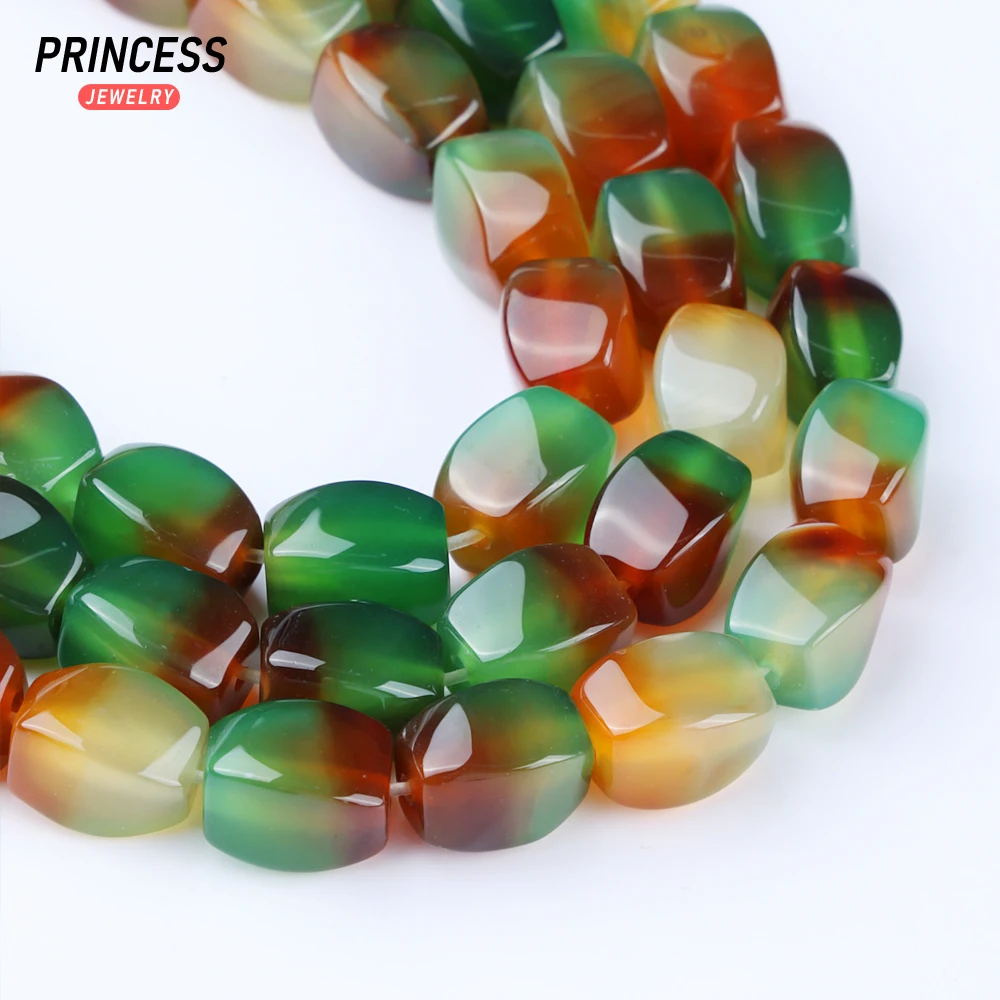 

A+ Natural Peacock Agate Onyx 8*11mm Twisted Loose Beads for Jewelry Making Bracelets Wholesale Stone Beads DIY Accessories