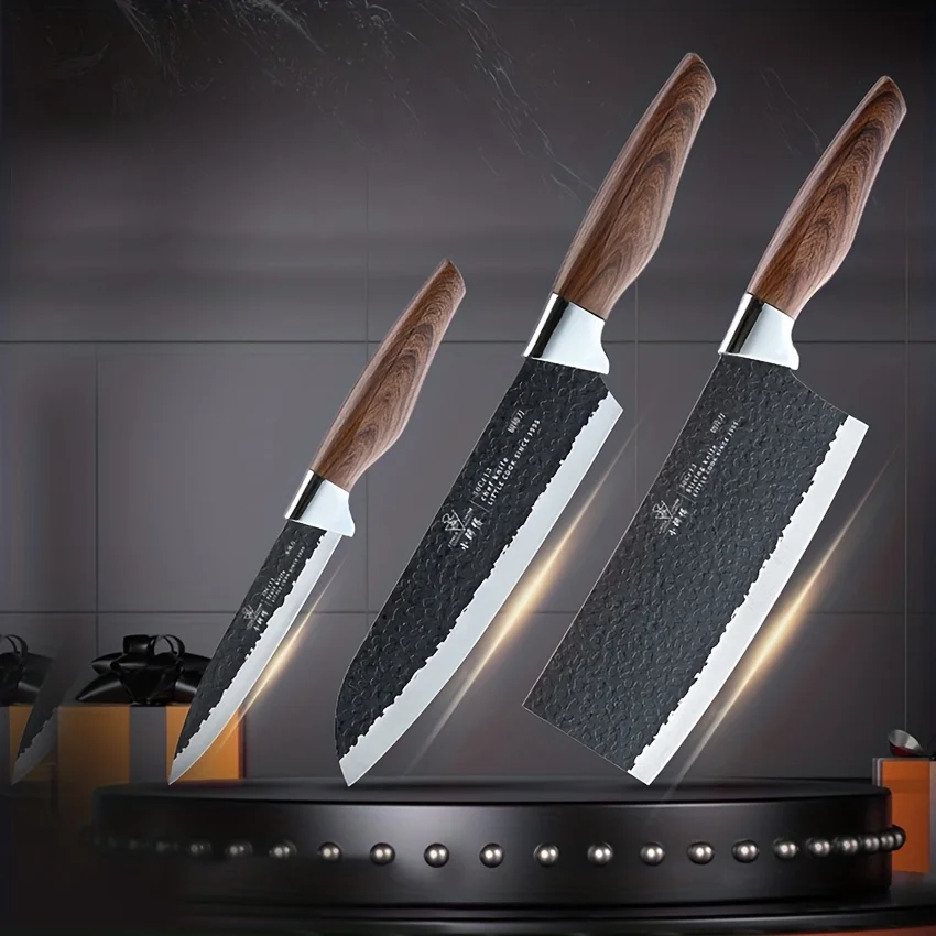 

Stainless Steel Culinary Knife Set - 3pc Precision Chef's, Santoku, Paring Knives for Kitchen Versatility