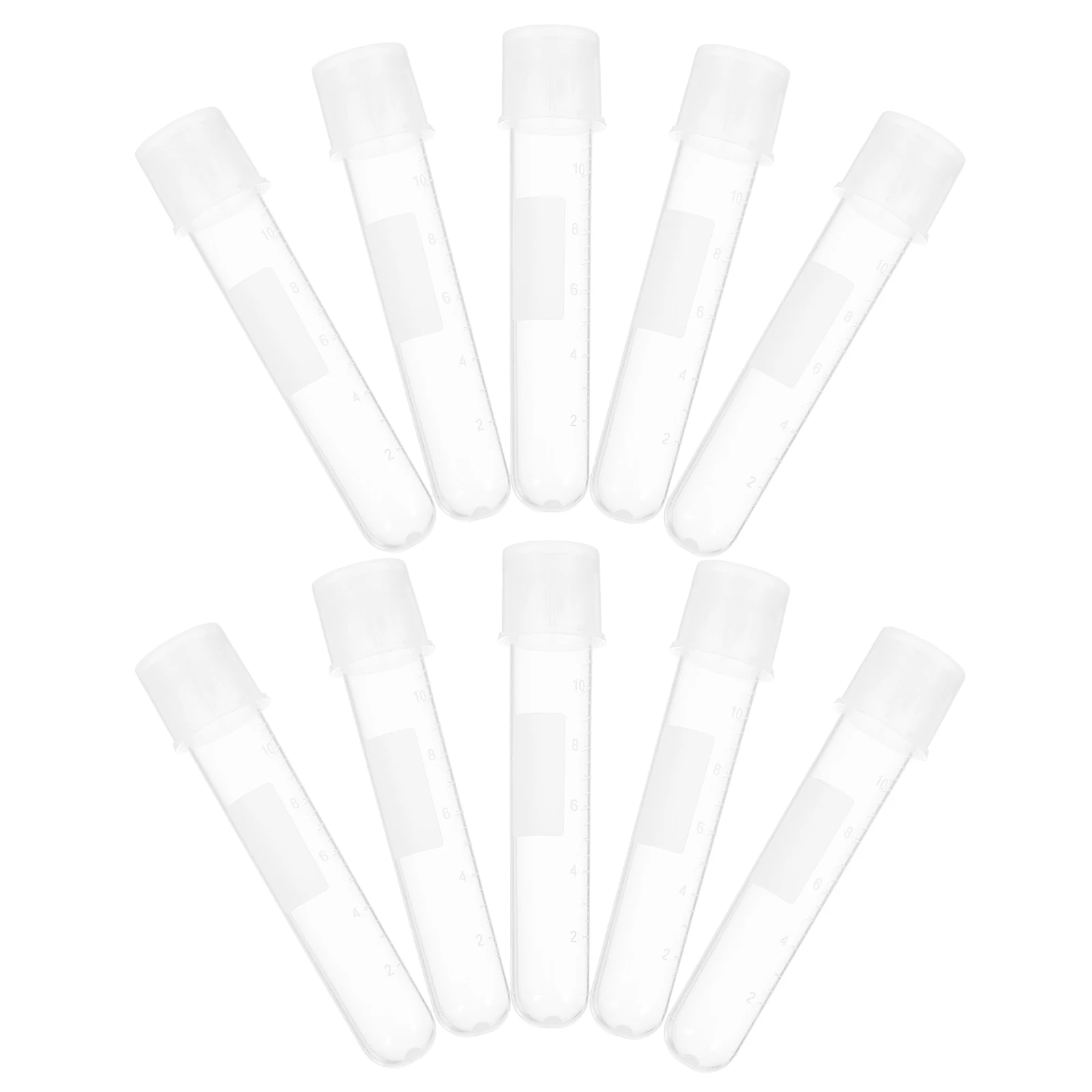 

10pcs Culture Plastic Test Tubes With Cap Sample Storage Tubes Laboratory Consumables Graduation Marked Small Vials For