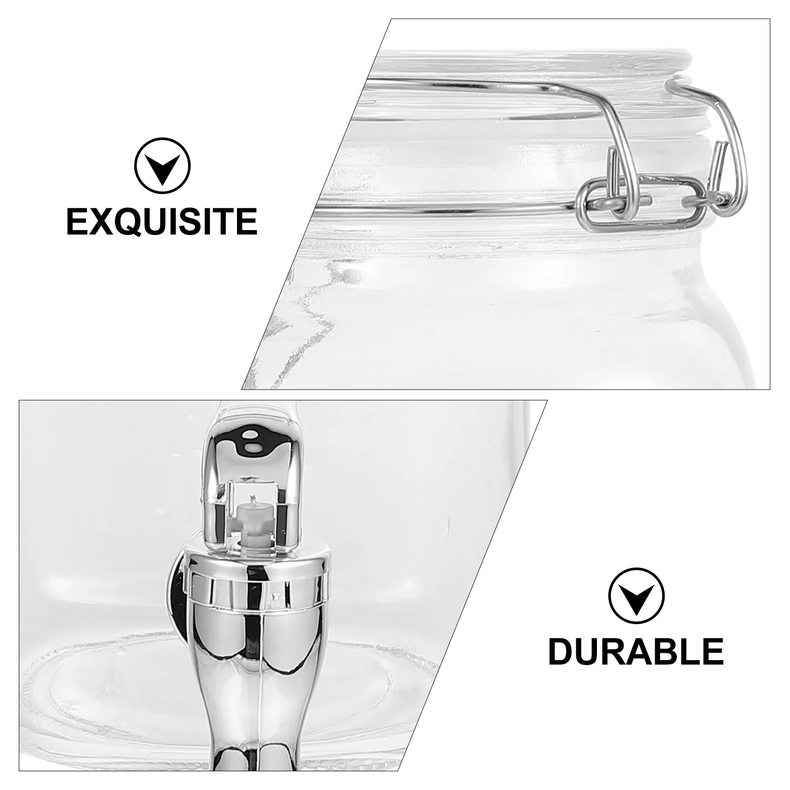 

1Pcs Juice Dispenser with Faucet Clear Glass Food Storage Jar for Wine and Beverages Kitchen Drink Dispenser Sealed Can