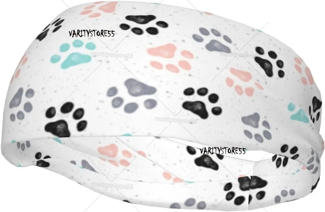 

Cute Dog Paw Print Sweatband Sports Headband Hair Accessories for Women Men Running Cycling Yoga Fitness Workout