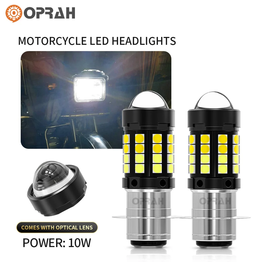 P15D LED Motorcycle Headlight Super Bright 3030 SMD Dual Color White Yellow Hi Lo Beam Lens Fog Lamp for Motobike Scooter Light