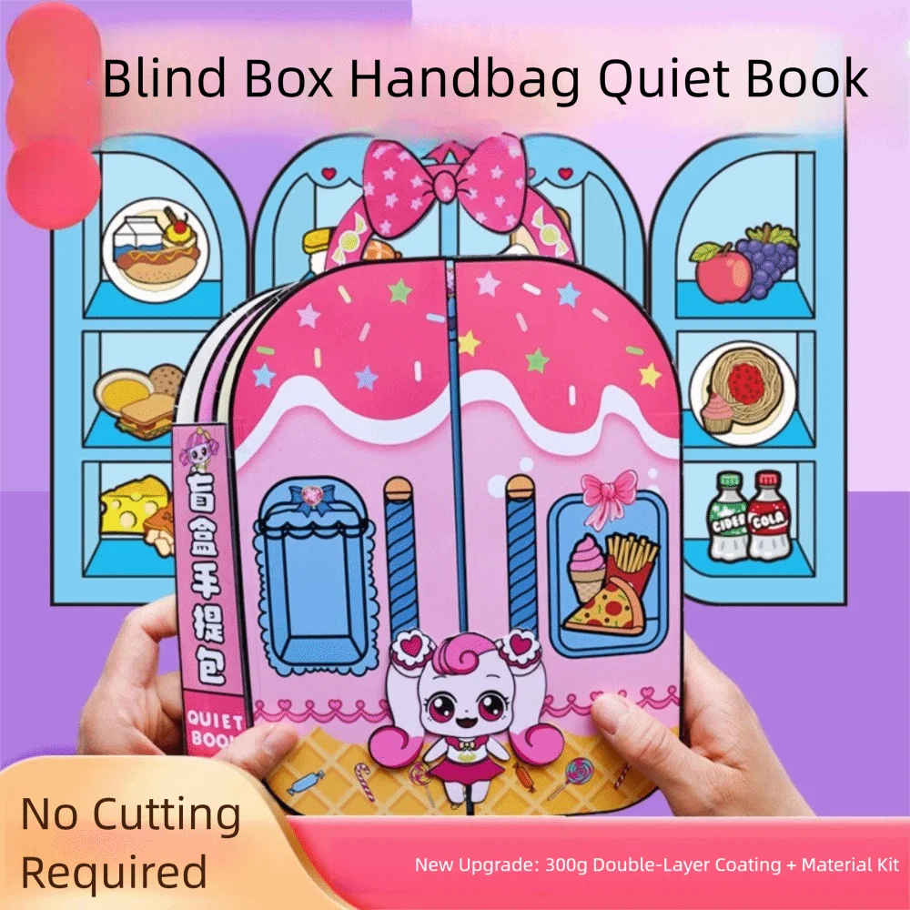 Cute Style 3D Nail Shop Quiet Book Interactive Creative DIY Dress Up Toy Homemade Craft Makeup Quiet Book Early Learning