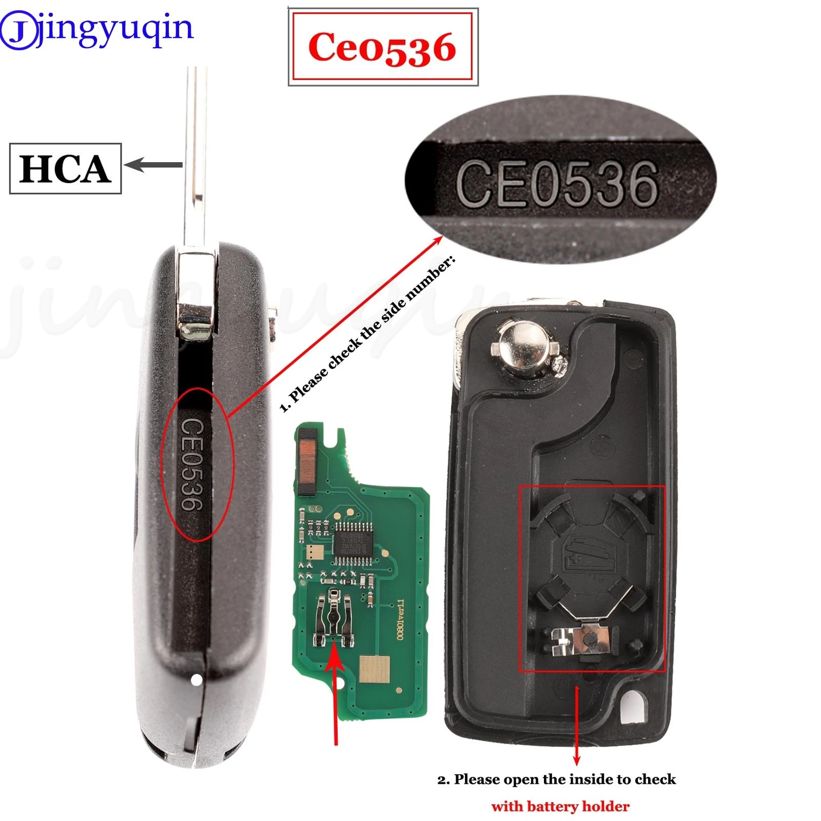 Jingyuqin 3 Tasten Remote Key Für Peugeot 207 307 407 308 408 Für Citroen Fob 434MHZ ID46 Chip CE0536 CE0523 FRAGEN/FSK HU83/VA2