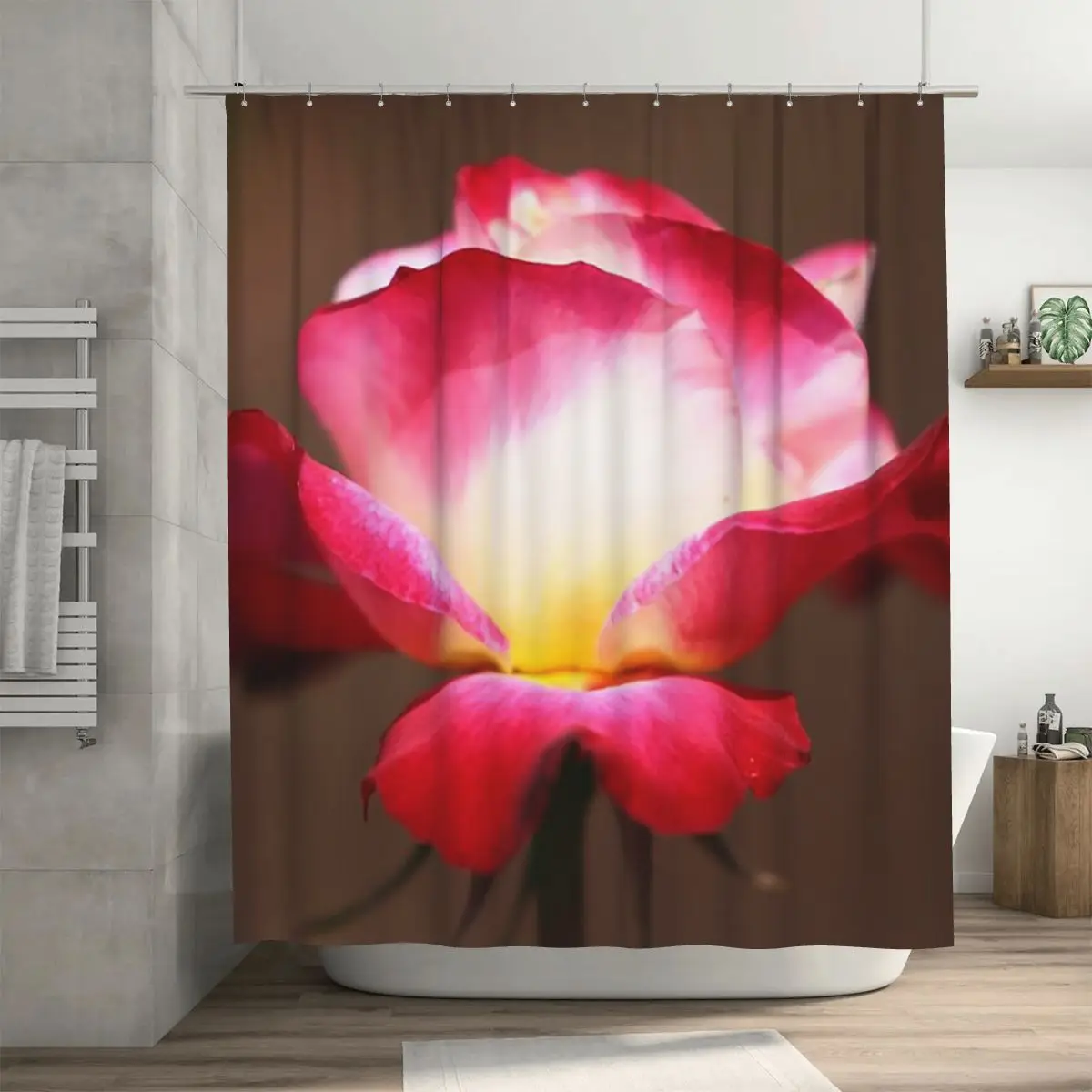 

Занавеска для душа с красными розами, полиэстеровая, водонепроницаемая, с крючками