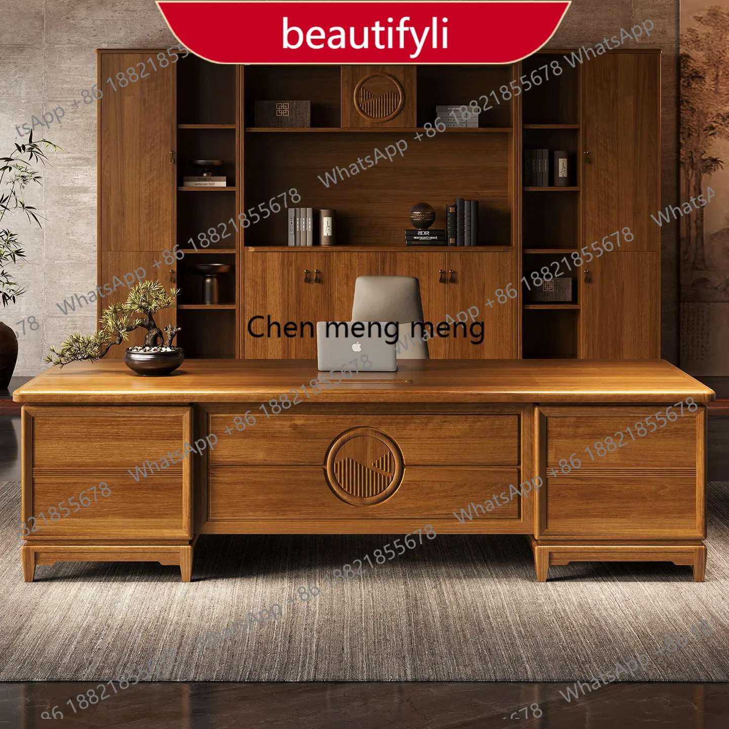 

Новый китайский большой офисный стол A38 для руководителя, из массива дерева с текстурой ореха, высококачественный, для президента/менеджера.