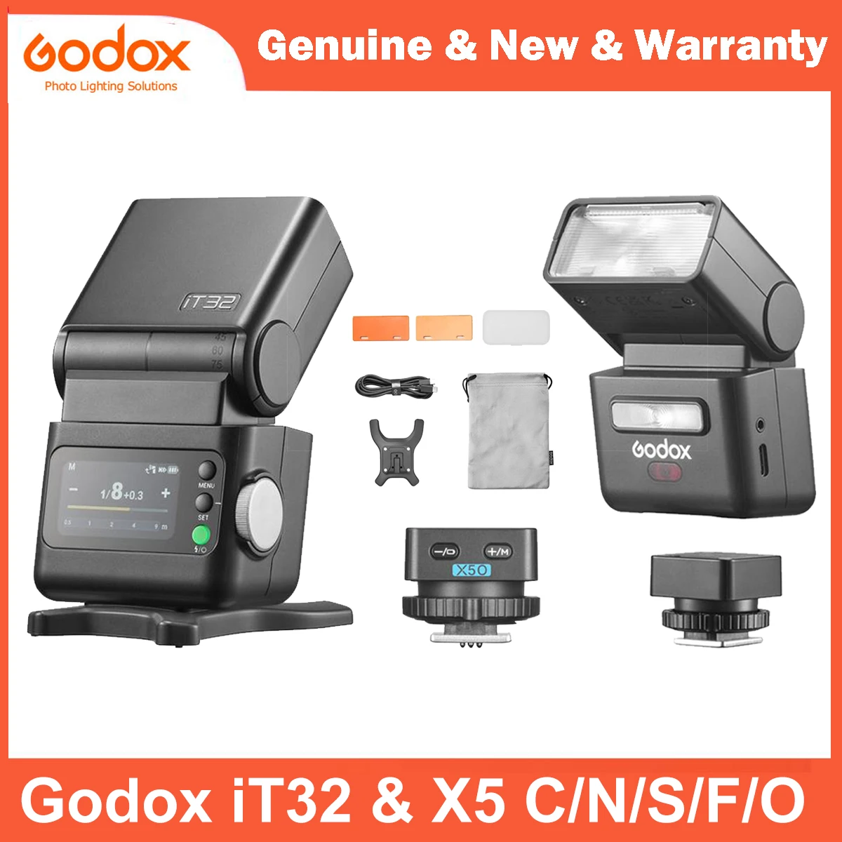 

Godox iT32 iFlash Camera Flash & X5 C/N/S/F/O Trigger Модульная съемная конструкция 2,4G Беспроводная TTL HSS Совместимость через бренд