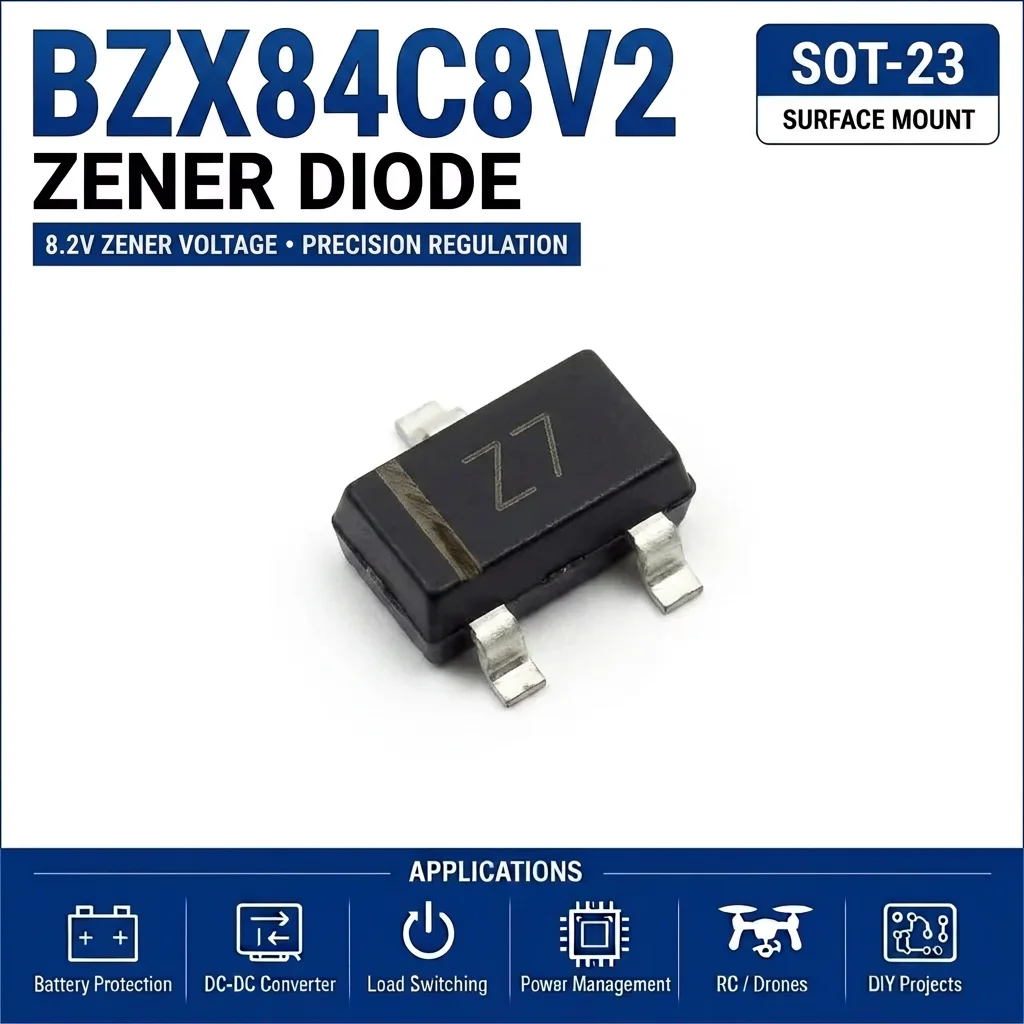 (100 pcs) BZX84C8V2 SOT-23 (Marking Z7) 84C8V2 Zener Diode 8.2V 300mW