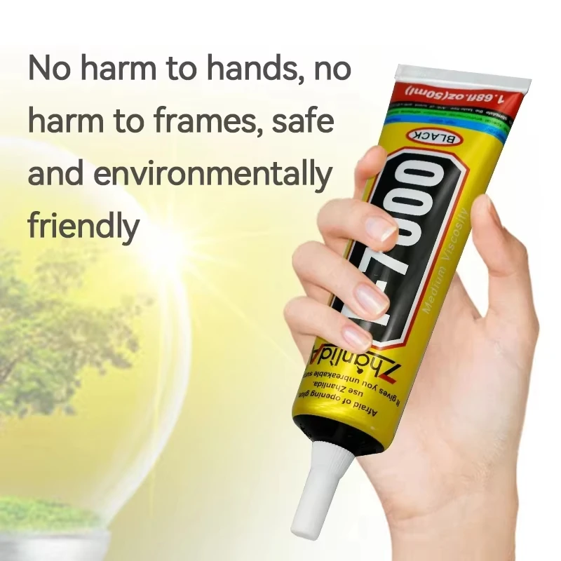 T-7000 Black Adhesive: Strong, Waterproof Glue for Phone/Tablet Repair. Precise Nozzle, 15/25/50/110ML
