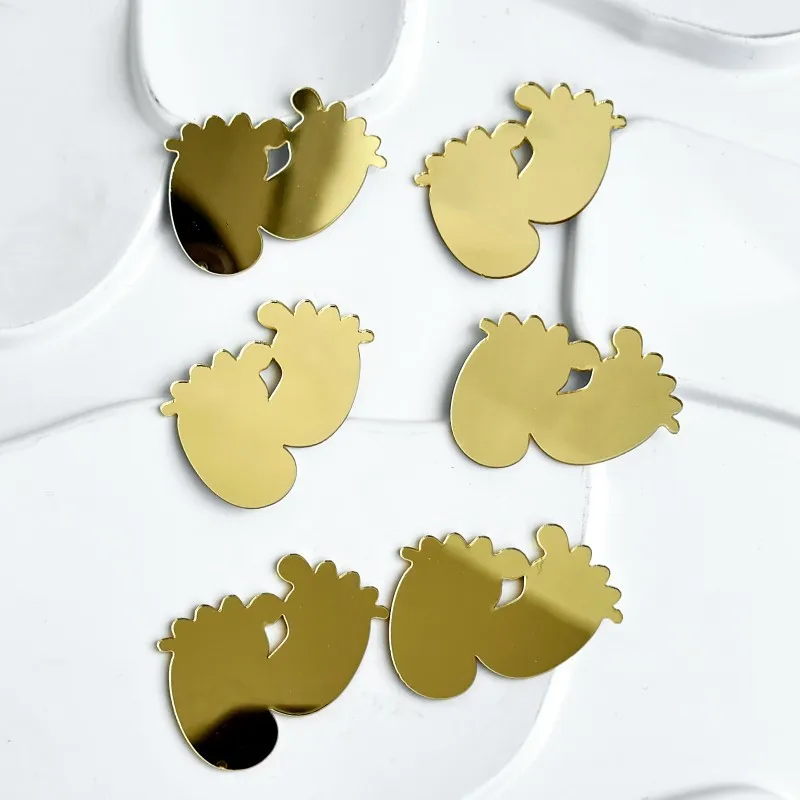 6pcs/lot Baby Footprints Happy Birthday Party Cake Topper Golden Baby Foot Birthday Cake Topper for Kids Birthday Party Supplies