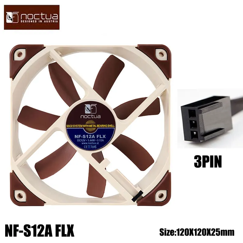 نوكوتكا NF-S12A PWM 4pin التحكم في درجة الحرارة الهيكل مروحة 120X120X25mm منخفضة الضوضاء محول AAO الصوتية الأمثل