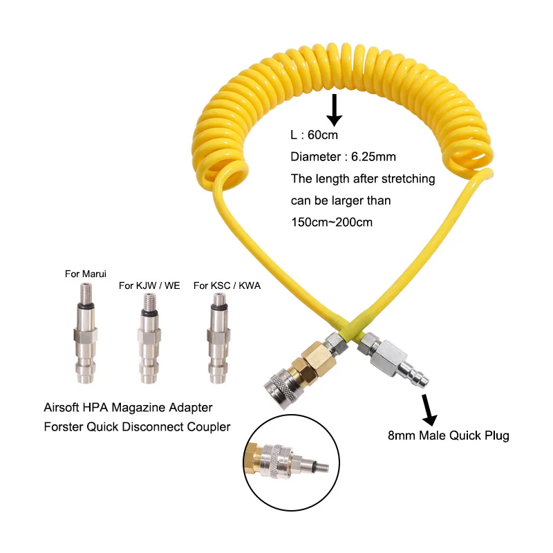 HPA Marui KJW/WE KSC/KWA Air Filling Probe For FX Magazine Adapte 8MM Quick Disconnect Release Coupler Air Paint Soft Ball