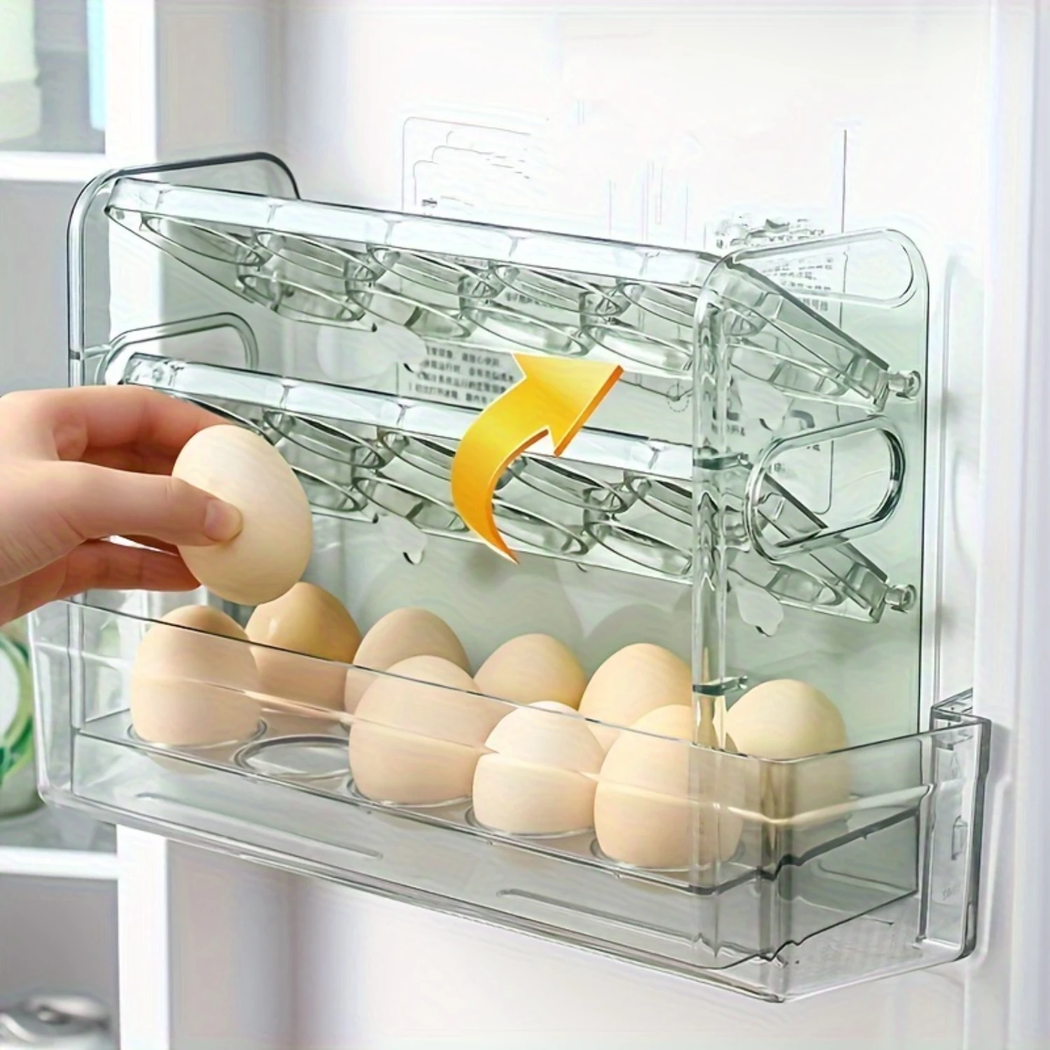 

1pc Refrigerator Side Door, Three-layer Egg Rack, Fresh-keeping, Reversible Can Hold Thirty Eggs, Household Box