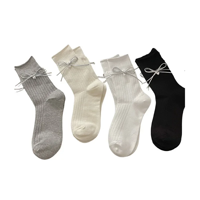 

1/4 pair of butterfly knot anti slip sweat absorbing casual socks for women cute simple comfortable sweet beautiful women socks