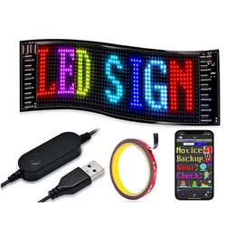 Painel LED RGB flexível para janela traseira do carro, controle Bluetooth App, padrão Pixel, texto Graffiti, exibição de animação