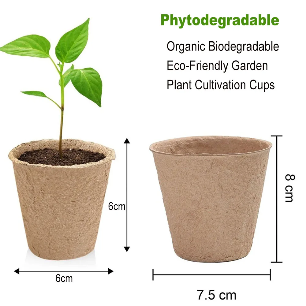 10/50/100pcs 6CM/8CM Plant Seedling Peat Pots Eco-Friendly Garden Nursery Cups for Home Greenhouse Planting Starters Cultivation