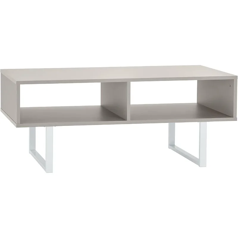 Table basse rectangulaire avec étagères de rangement, conception polyvalente, matériaux mélangés, 15.8 po H x 15.8 po. W x 39.5 po. D,Taupe