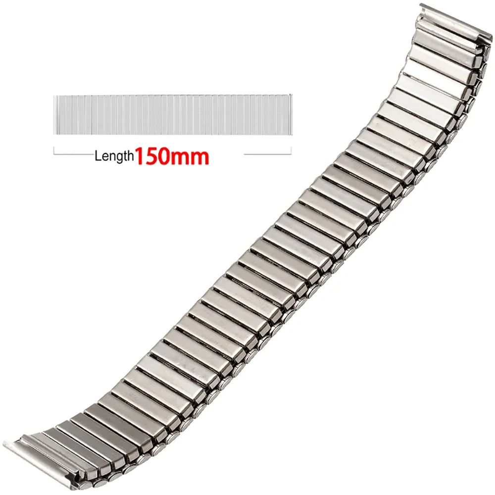 12 14 16 18 20 22mm Stainless Steel Elastic Strap Polished Band Metal Bracelet Watch Accessories for Samsung Watch3/4/5/6