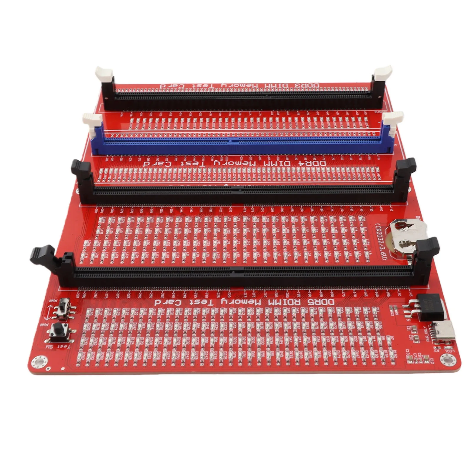 4 in 1 RAM Memory Tester Card Desktop Computer DDR3 DDR4 DDR5 UDMM DDR5 RDIMM RAM Memory Diagnostic Analyzer with Light