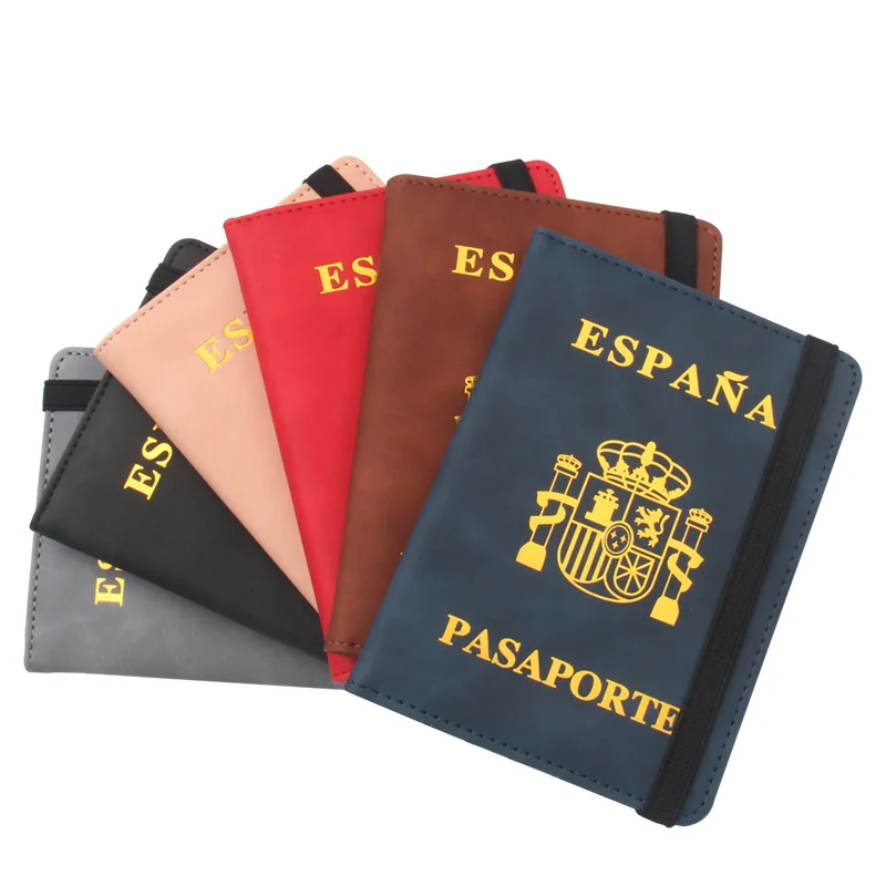 RFID Blocking Spain Leather Passport Cover for Trip Business Espana Credit Card Tickets Holder Men Women Travel Wallet 2023