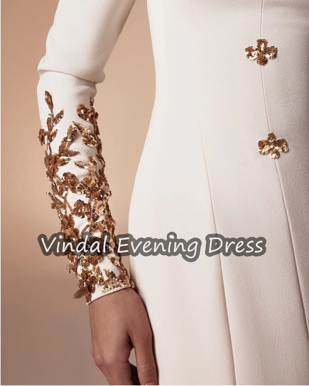 Vindal Square Neckline Evening Dress Floor Length Mermaid Elegant Crepe Built-in Bra Saudi Arabia Long Sleeves For Woman 2024