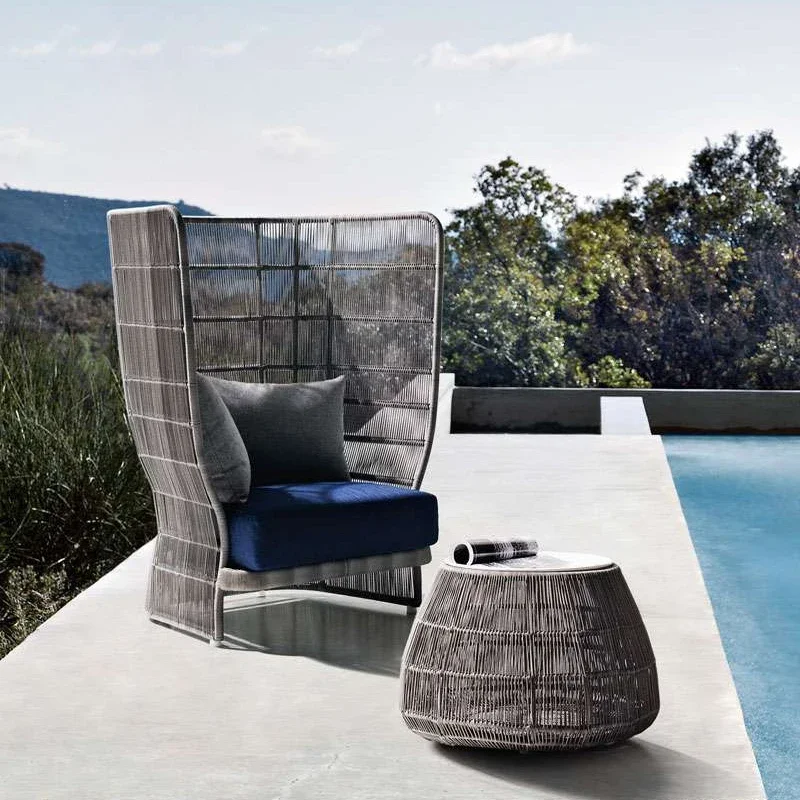 2025 First-rate Rattan outdoor leisure sofa courtyard garden villa club furniture double outdoor rattan chair combination modern