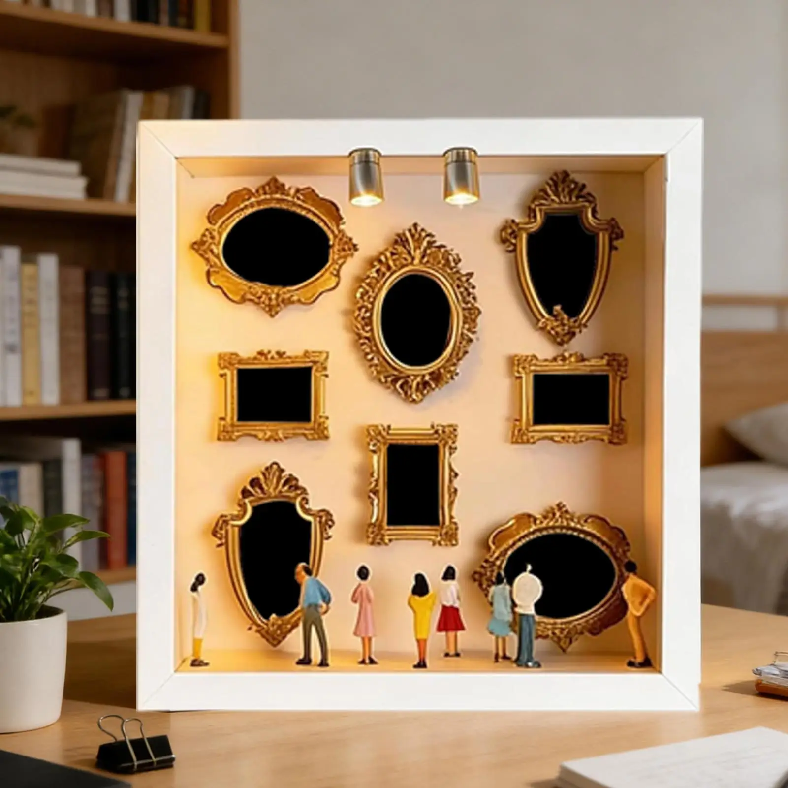 Figuras de Museo en Miniatura DIY, Estante de Exhibición de Madera para Figuras de Museo en Miniatura, Decoración para el Hogar, Pared, Habitación, Biblioteca, Regalo de Cumpleaños, Navidad