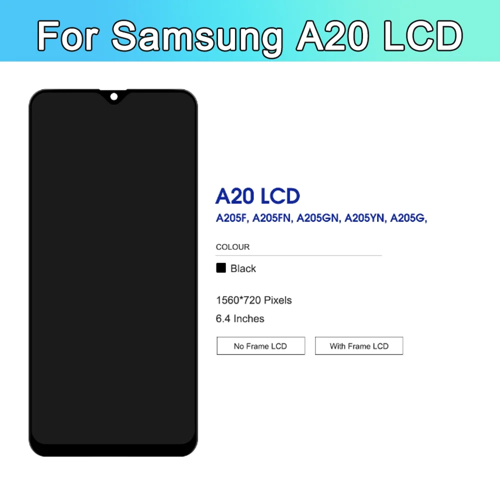 Tested A20 Lcd Display for Samsung Galaxy A20 A205 A205F/DS A205G/DS Display Touplay Touch Screen Digitizer Assembly Replacement