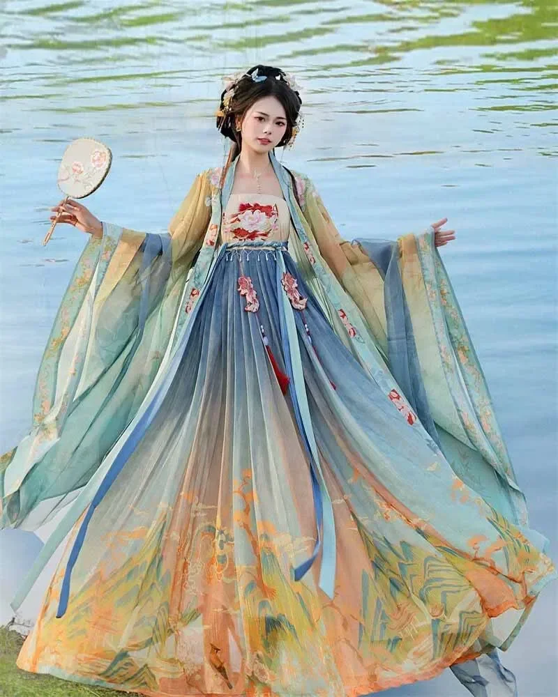

Chinese Hanfu Dress Women Fairy Cosplay Costume Party Outfit Ancient Traditional Vintage Tang Dynasty Summer Printed Hanfu Suits