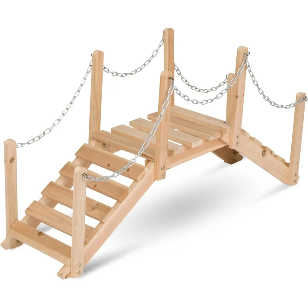 

Садовый мост из натурального кедрового дерева с боковыми направляющими, декоративная уличная пейзажная функция