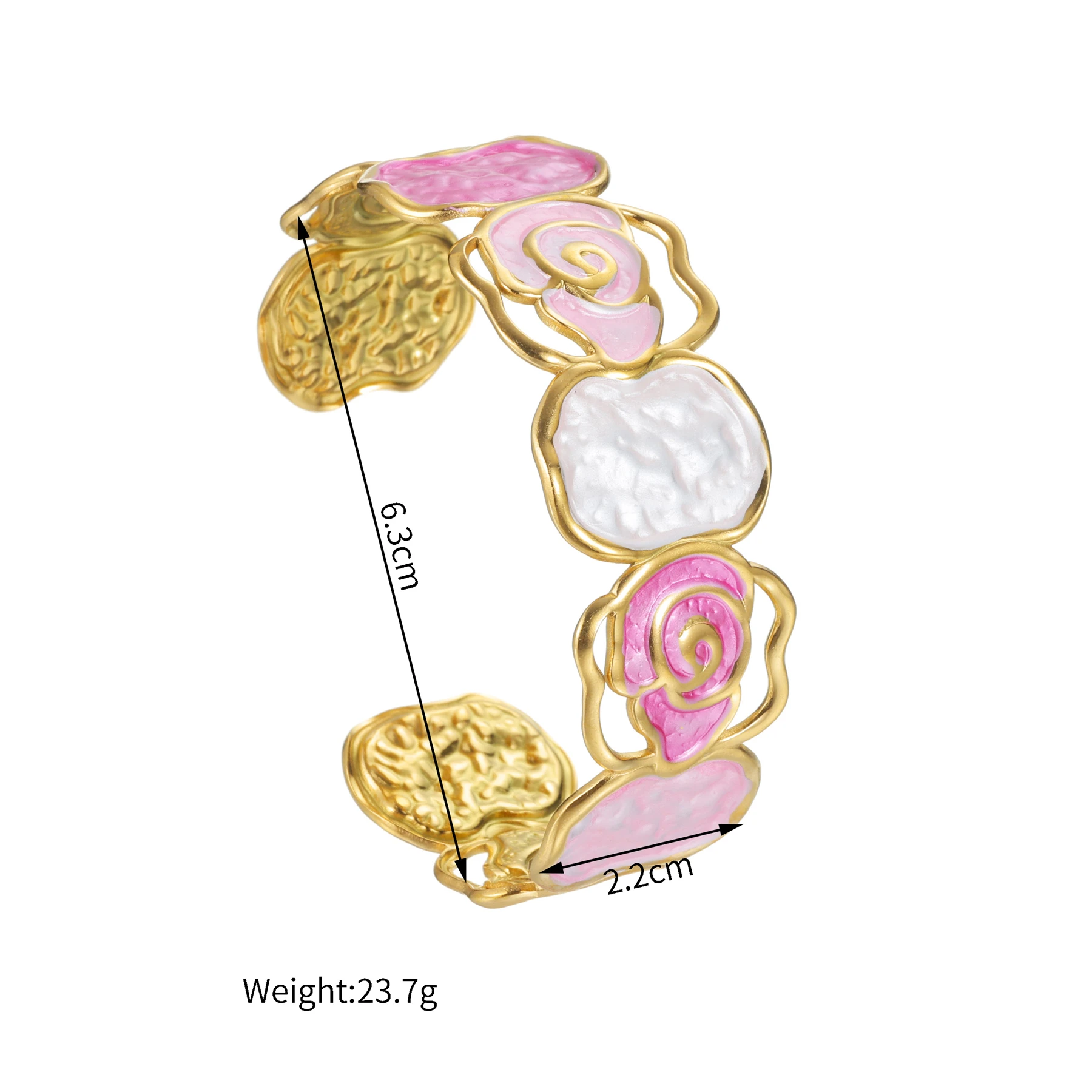 خمر الأزياء زهرة شكل النفط يقطر الإسورة الذهب اللون مخرمة الفولاذ المقاوم للصدأ سوار للنساء هدايا عيد الميلاد مجوهرات