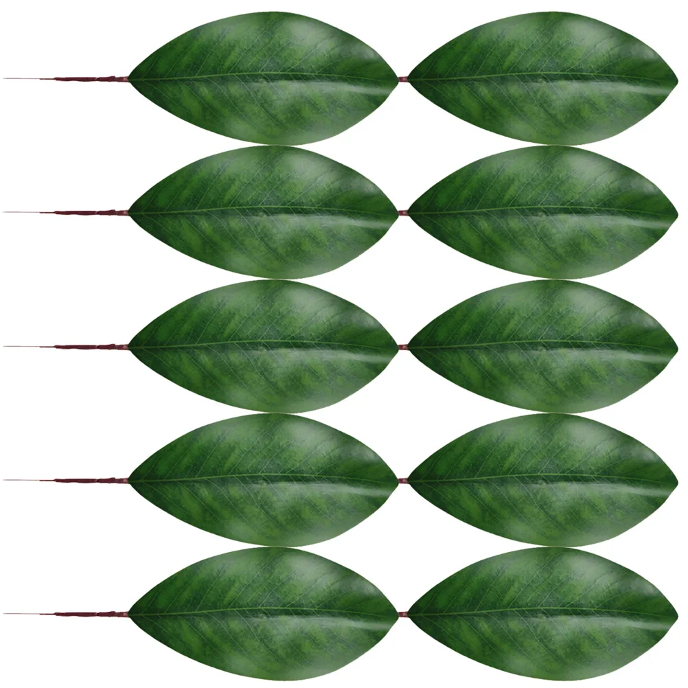 10Pcs Vivid Faux Magnolia Leaves Realistic Simulation Leaves Decor for Home Decor Wedding Party Office Tabletop Accessory