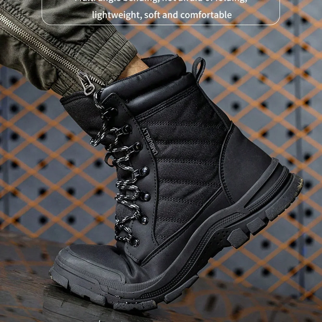 Size 40-48 High Top Work Shoes Men, Wearable Steel Toe Safety Shoes Boots, Anti-smash Puncture-proof Work Sneakers for Welding