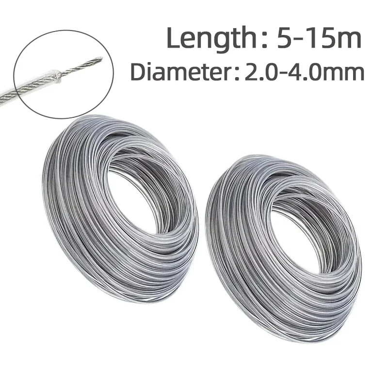 5-15m Grass Trimmer Line 2.0/3/4mm Nylon Wire  For Grass Garden Weeding MachineCutting Rope Irrigation Machine Brushcutter Accessories