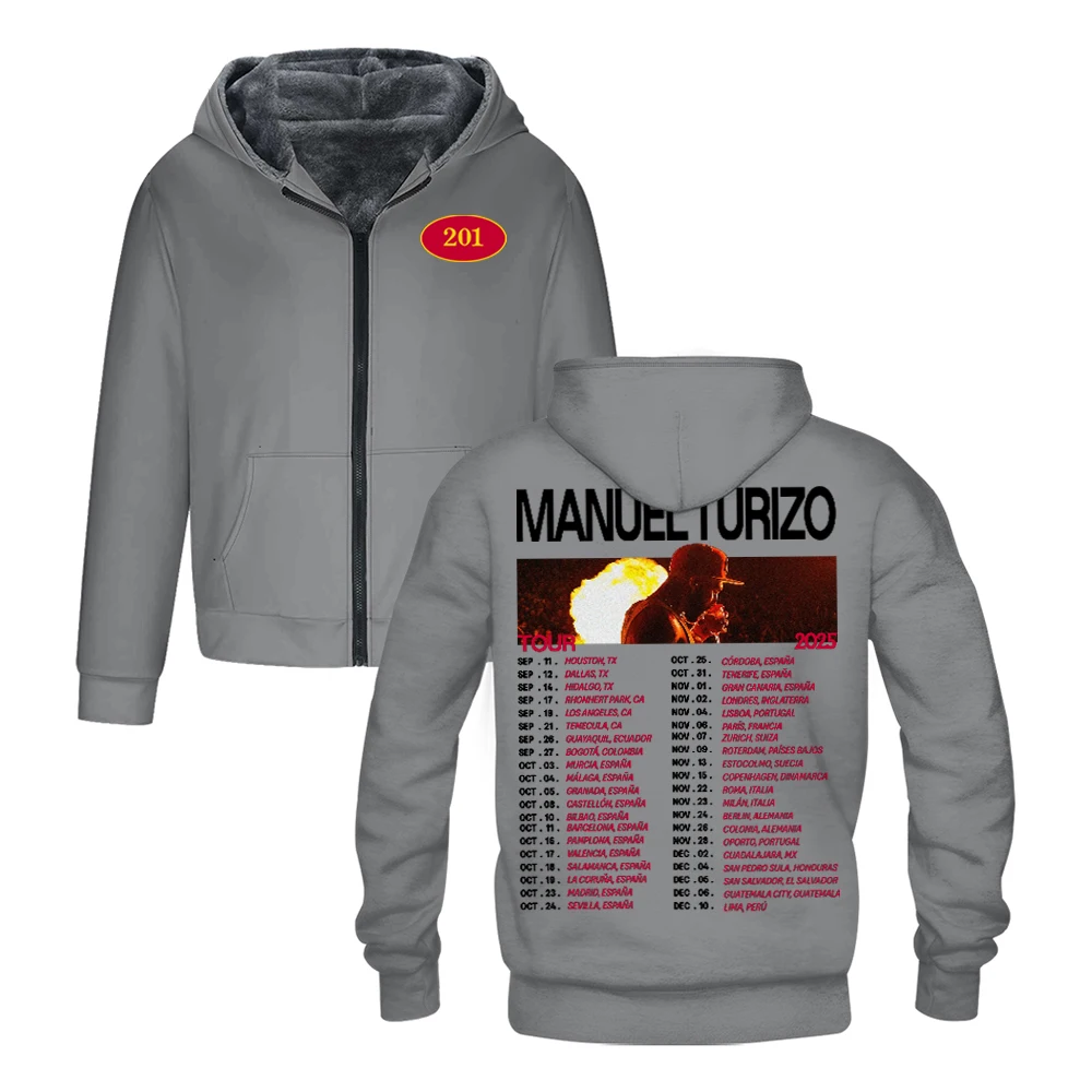 

GF Manuel Turizo 201 World Tour 2025 Толстовка на молнии с длинными рукавами Уличная одежда для женщин и мужчин Куртка парки унисекс зимнее пальто