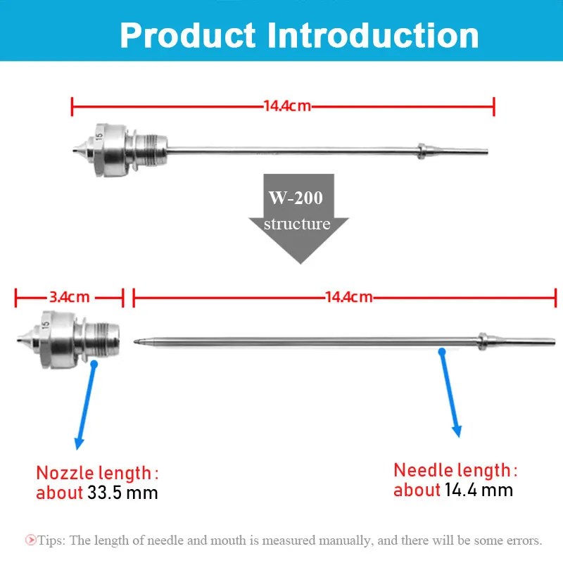 W200 Spray Gun Kit Nozzle Needle Air Cap Set W-200-122P Sprayer Parts Pneumatic Tool Component
