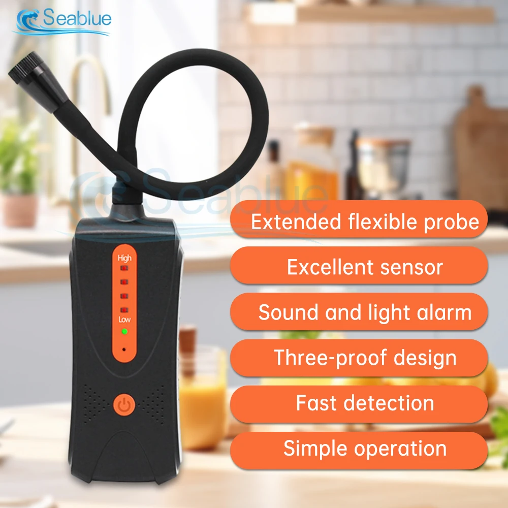 Portable Gas Leak Detector Methane Detection Tool Combustible Natural Gas Leak Tester Sound Alarm Leak Sensor Instrument Black