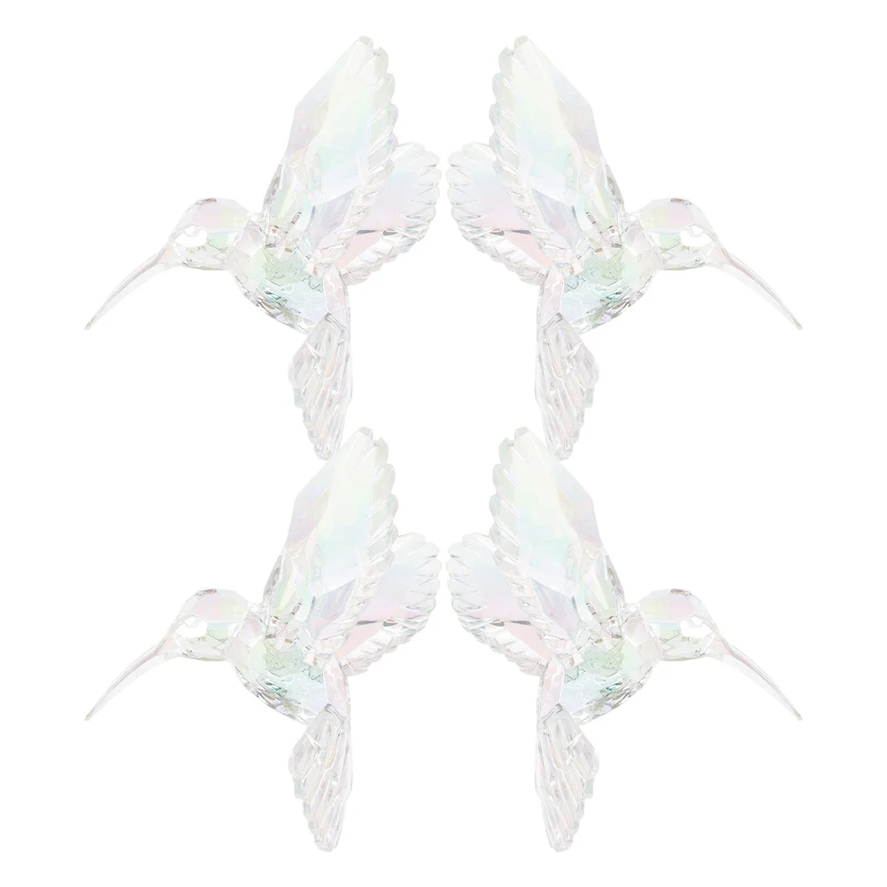 

4pcs Crystal Flying Bird Ornaments Clear Acrylic Hummingbird Decor For Home Garden Wall Ceiling Hanging Decoration Bird Modeling