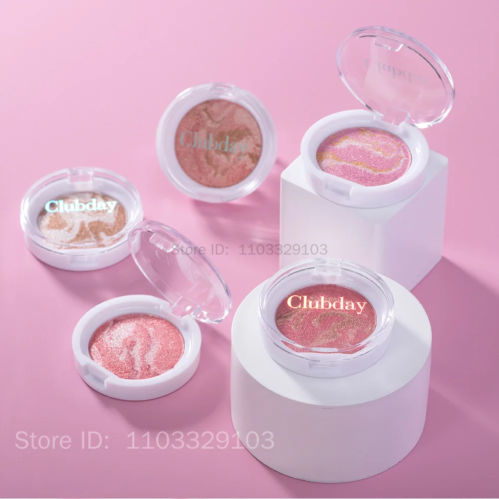 Pearly Blush รูปแบบหินอ่อน Face Baked Brighten Blush Highlight ยาวนาน Natural Highgloss High Pigment Contour แต่งหน้า