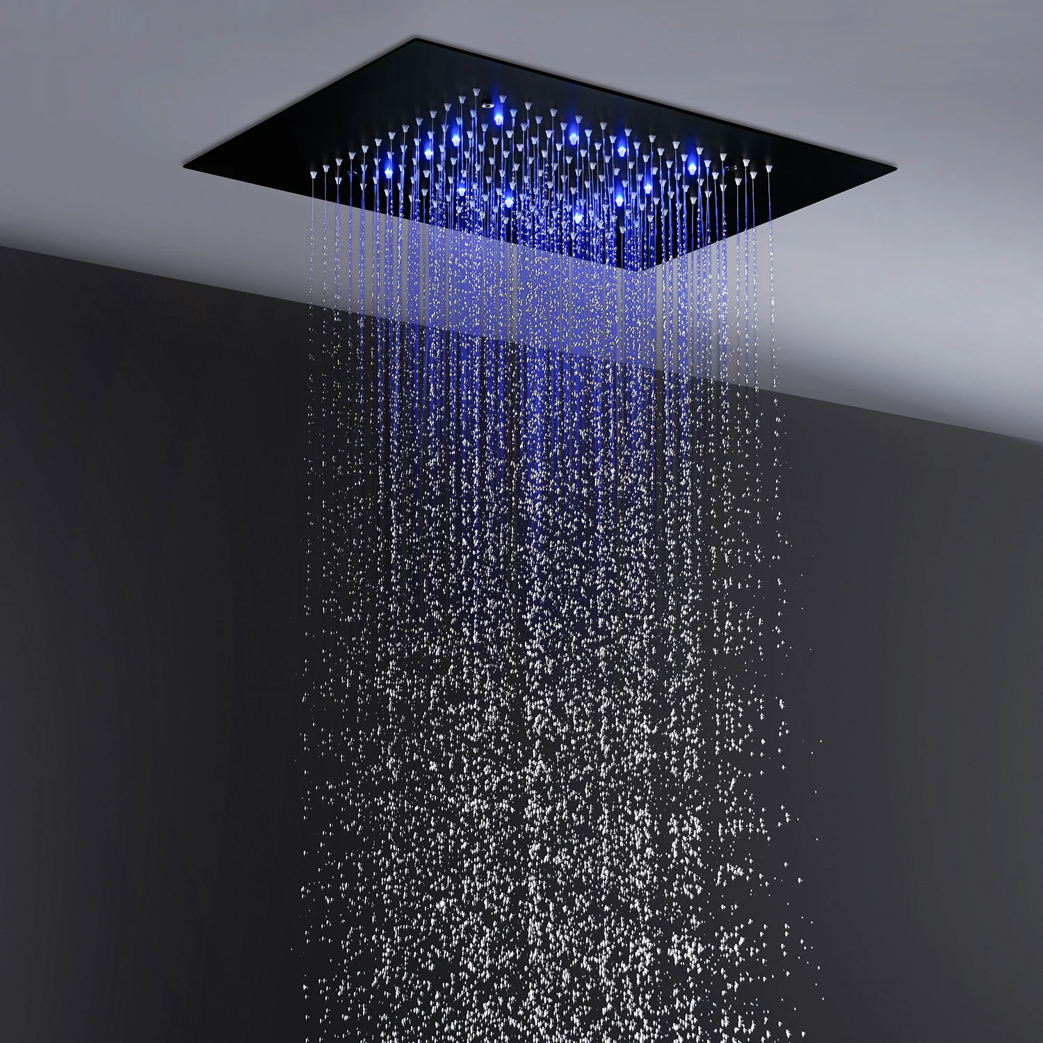 Black Rainfall Shower head 360x500 mm led ceiling shower