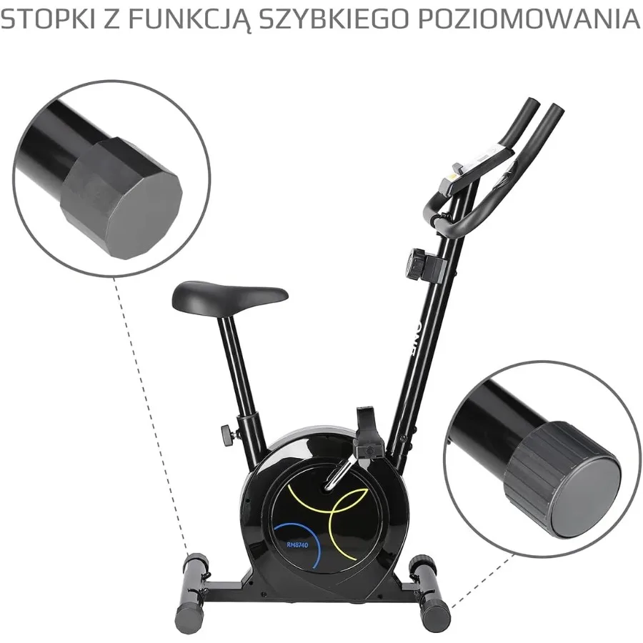 White Black Magnetic Exercise Bike with 8 Effort Levels