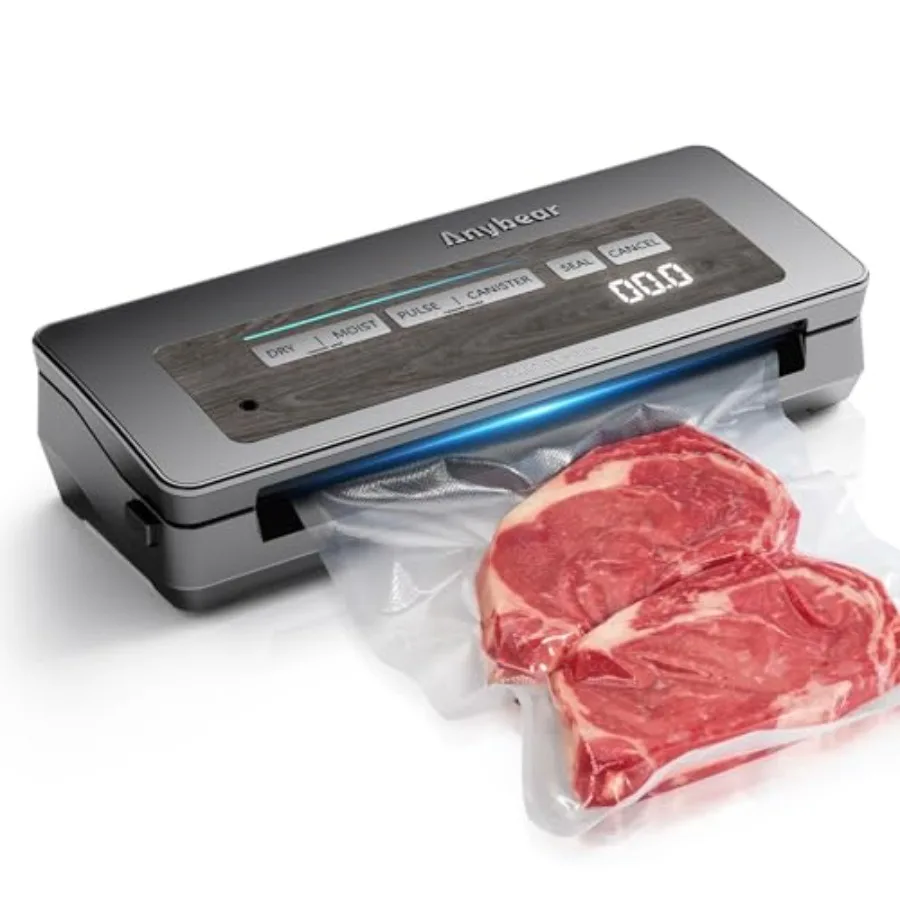 

Вакуумный упаковщик 90 кПа 120 Вт с широким швом, универсальный, мощный, для хранения продуктов, со встроенным резаком, серый, с цифровым дисплеем обратного отсчета, 2 режима