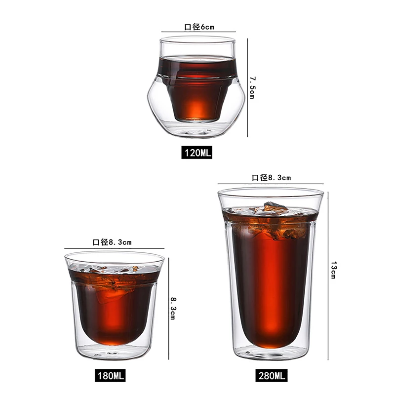 Creative Tea Glass Cup Double Wall Design Transparent Glass Coffee Mug Restaurant Glass Mugs Double Wall Glass Mug Drinkware