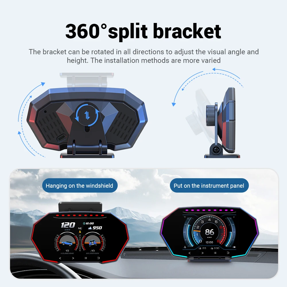 

NEW F11 HUD OBD2 GPS Car Head up Display Tilt Meter Security Alarm Water Oil Temp Overspeed