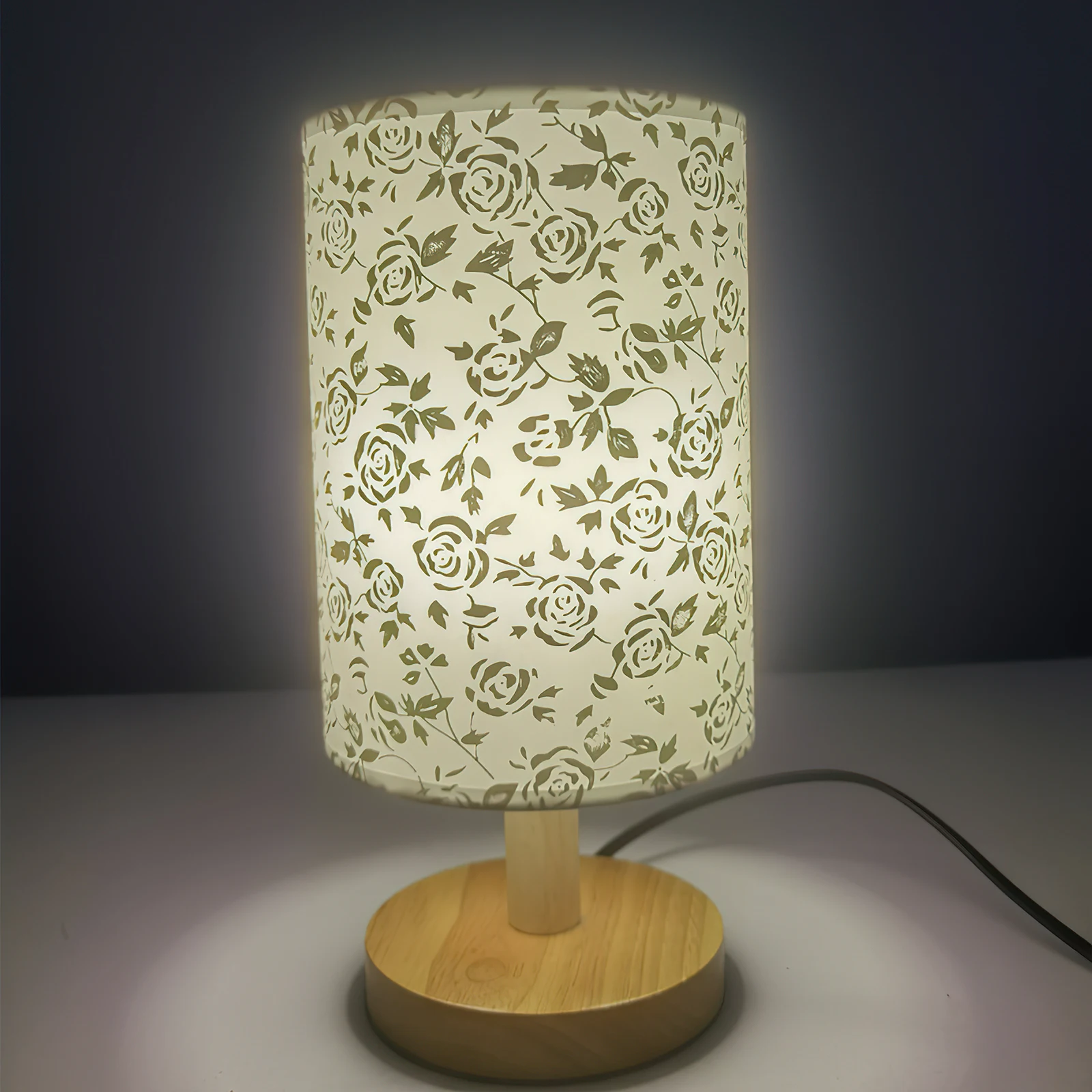 

Rose Fabric Lampshades E27 Base Small Desk Cover Replacement Cloth Wall Light Indoor Bedroom Study Office Retro Style Modern
