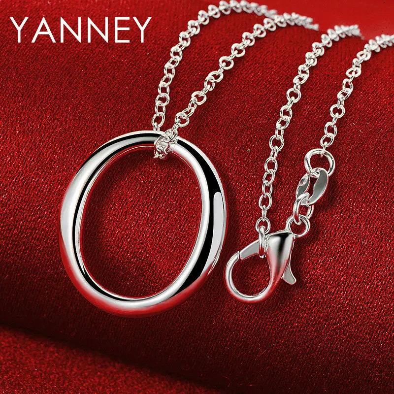 Fine 925 Sterling Silver 16-30 Inches 26MM Simple Round Necklace For Women Men Fashion Party Gift Jewelry Charm